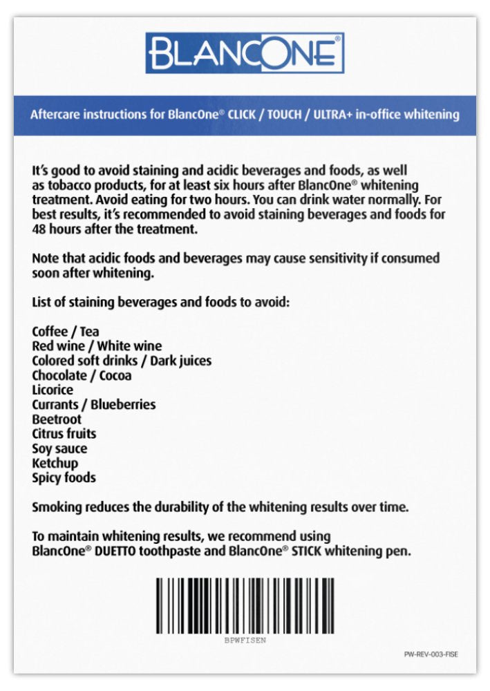 BlancOne® Jälkihoito-ohje esite FI-SE-EN 50 kpl